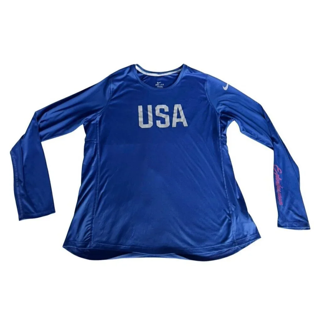 NIKE USA TEAM RIO Training & Travel Miler Long Sleeve Jersey Rare Woman's Sz XXL